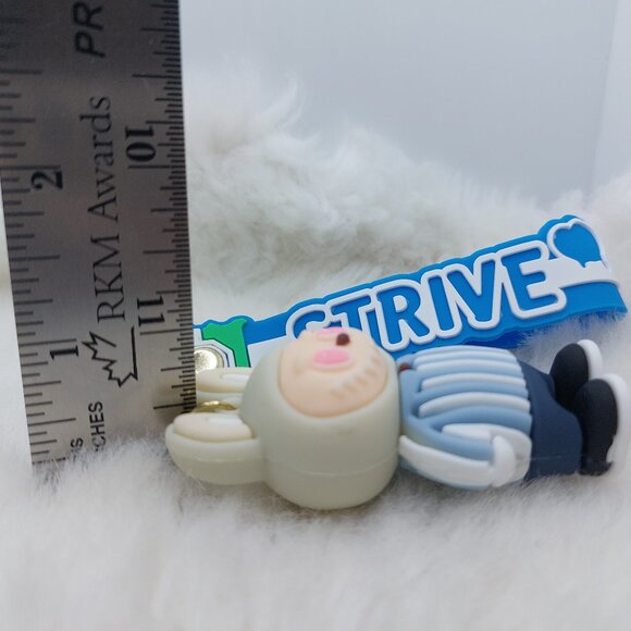 2/$25 Labubu blue strip shirt keychain with strap "Strive" - Picture 6 of 6